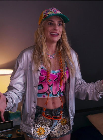 Emma Roberts Space Cadet 2024 Silver Jacket