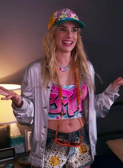 Emma Roberts Space Cadet 2024 Silver Jacket