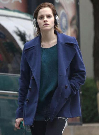 Emma Watson Blue Wool Coat