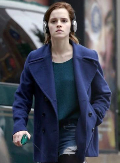 Emma Watson Blue Wool Coat