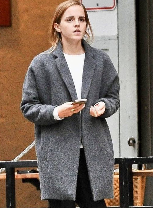 Emma Watson Grey Wool Coat