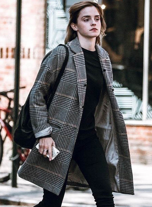 Emma Watson Plaid Wool Coat
