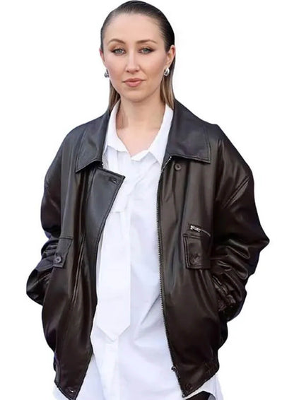 Erin Doherty Adolescence 2025 Black Leather Jacket 