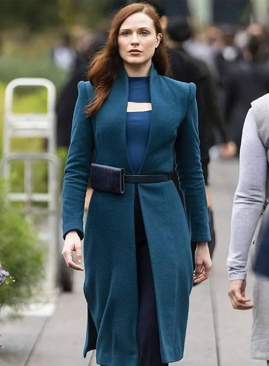 Evan Rachel Wood Westworld S04 Blue Coat