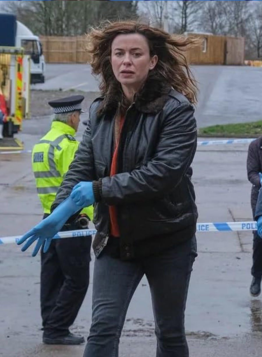 Eve Myles The Crow Girl 2025 Black Leather Jacket