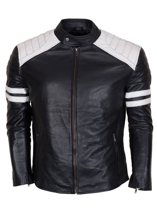 Fight Club Brad Pitt Black Biker Jacket