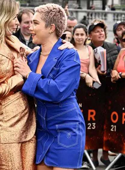 Florence Pugh Oppenheimer Blue Coat – LeatherJacketMerchant