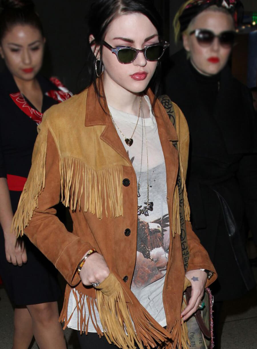Frances Bean Cobain Brown Fringed Suede Jacket