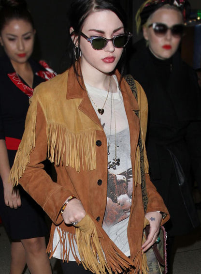 Frances Bean Cobain Brown Fringed Suede Jacket