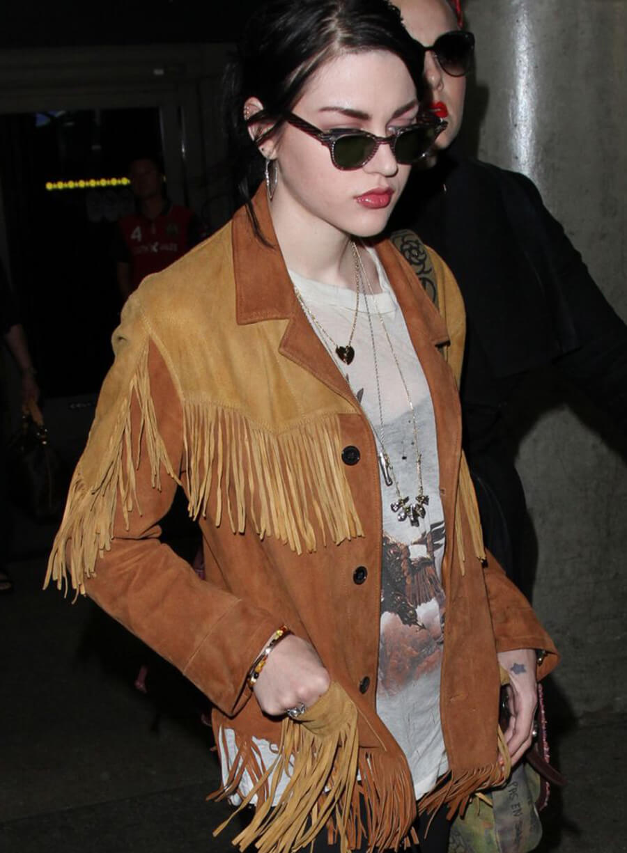 Frances Bean Cobain Brown Fringed Suede Jacket