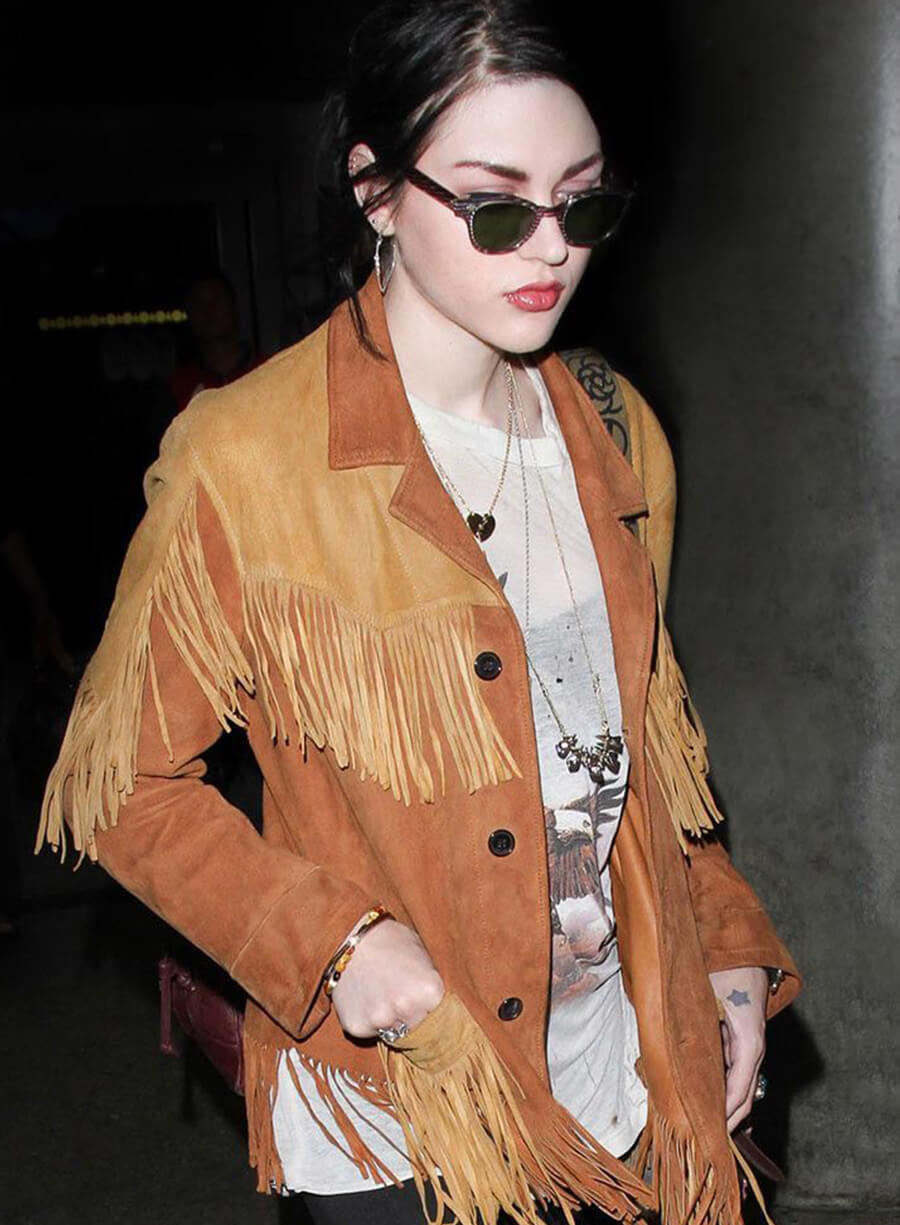 Frances Bean Cobain Brown Fringed Suede Jacket