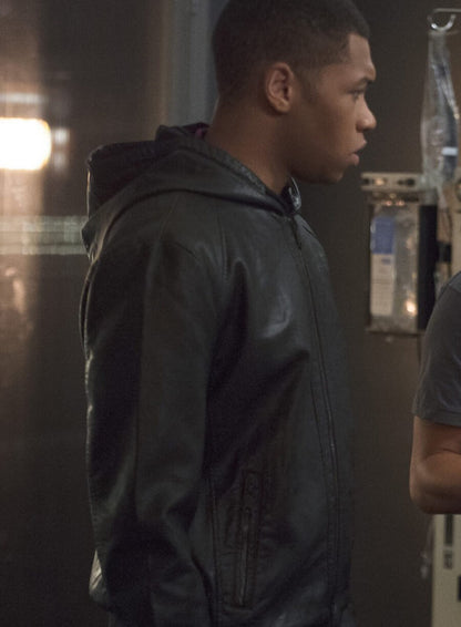 Franz Drameh Firestorm The Flash Leather Hooded Jacket