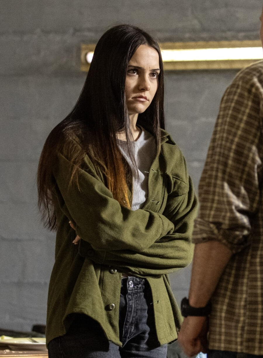 From S04 Hannah Cheramy Green Wool Shirt 