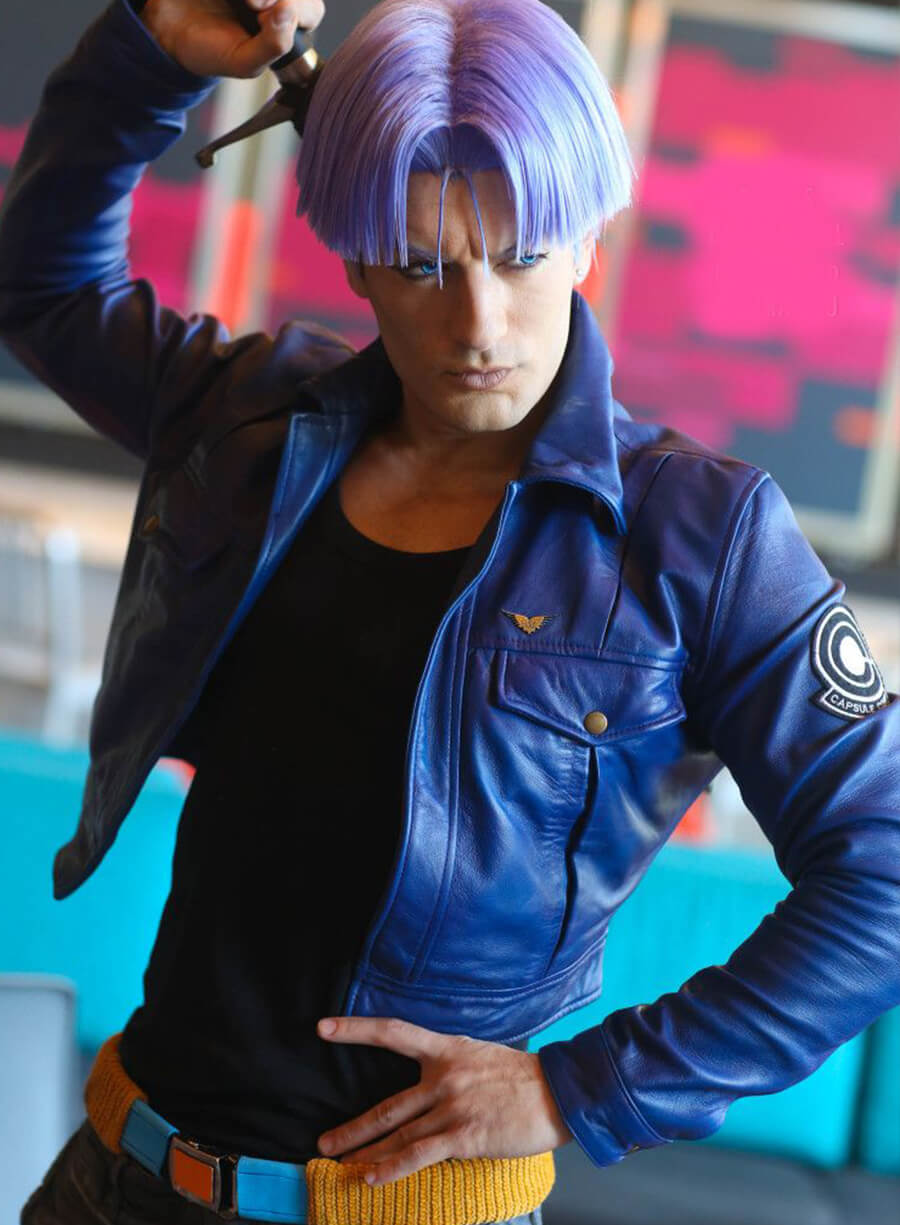 Future Trunks Ripped Jacket Future Trunks Capsule DB Blue Leather Costume Jacket ...