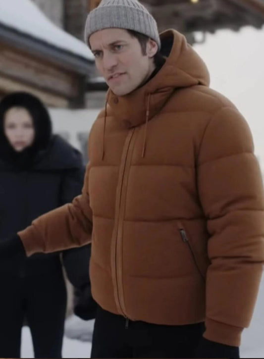 Gabriel Emily in Paris Season 4 Brown Puffer Jacket