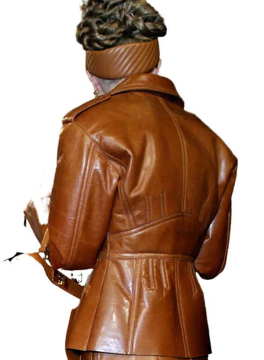 Gigi Hadid Fendi Fashion Show Leather Jacket