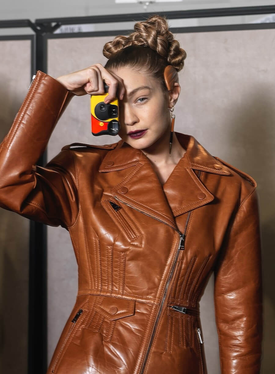 Gigi Hadid Fendi Fashion Show Leather Jacket