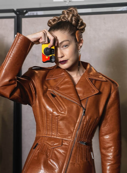 Gigi Hadid Fendi Fashion Show Leather Jacket
