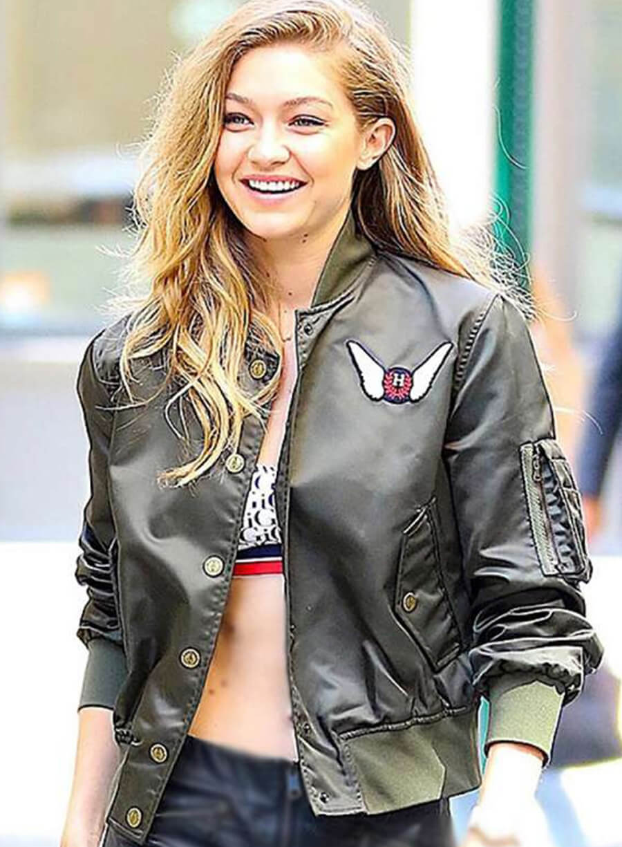 Gigi Hadid Green Bomber Jacket