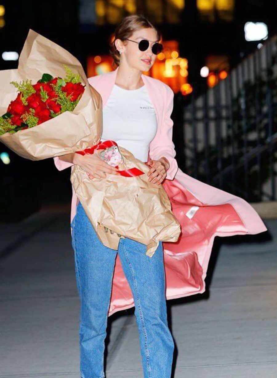 Gigi Hadid Pink Wool Coat