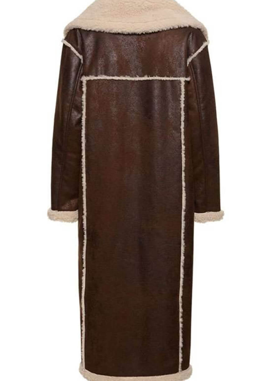 Gigi Hadid Shearling Brown Leather Coat
