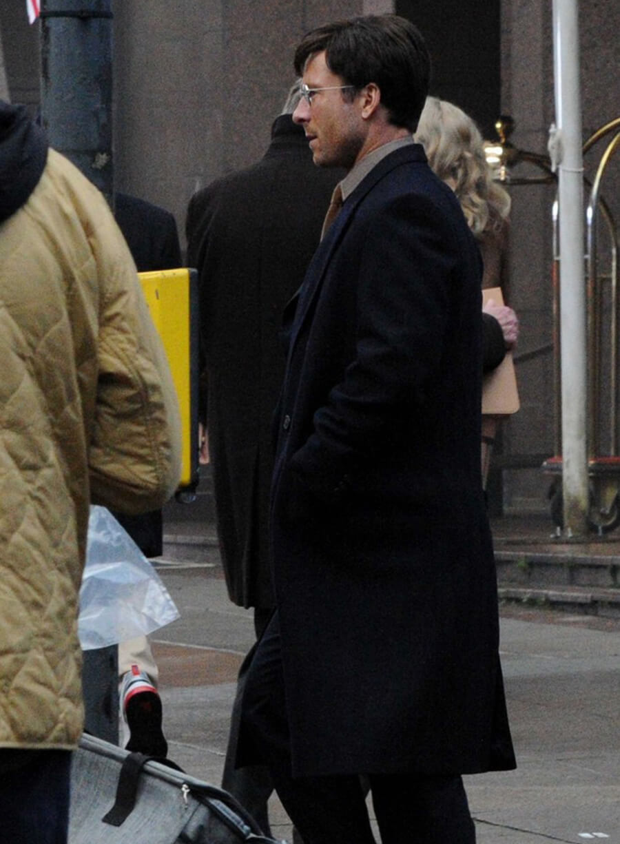 Glen Powell The Running Man 2025 Black Trench Coat