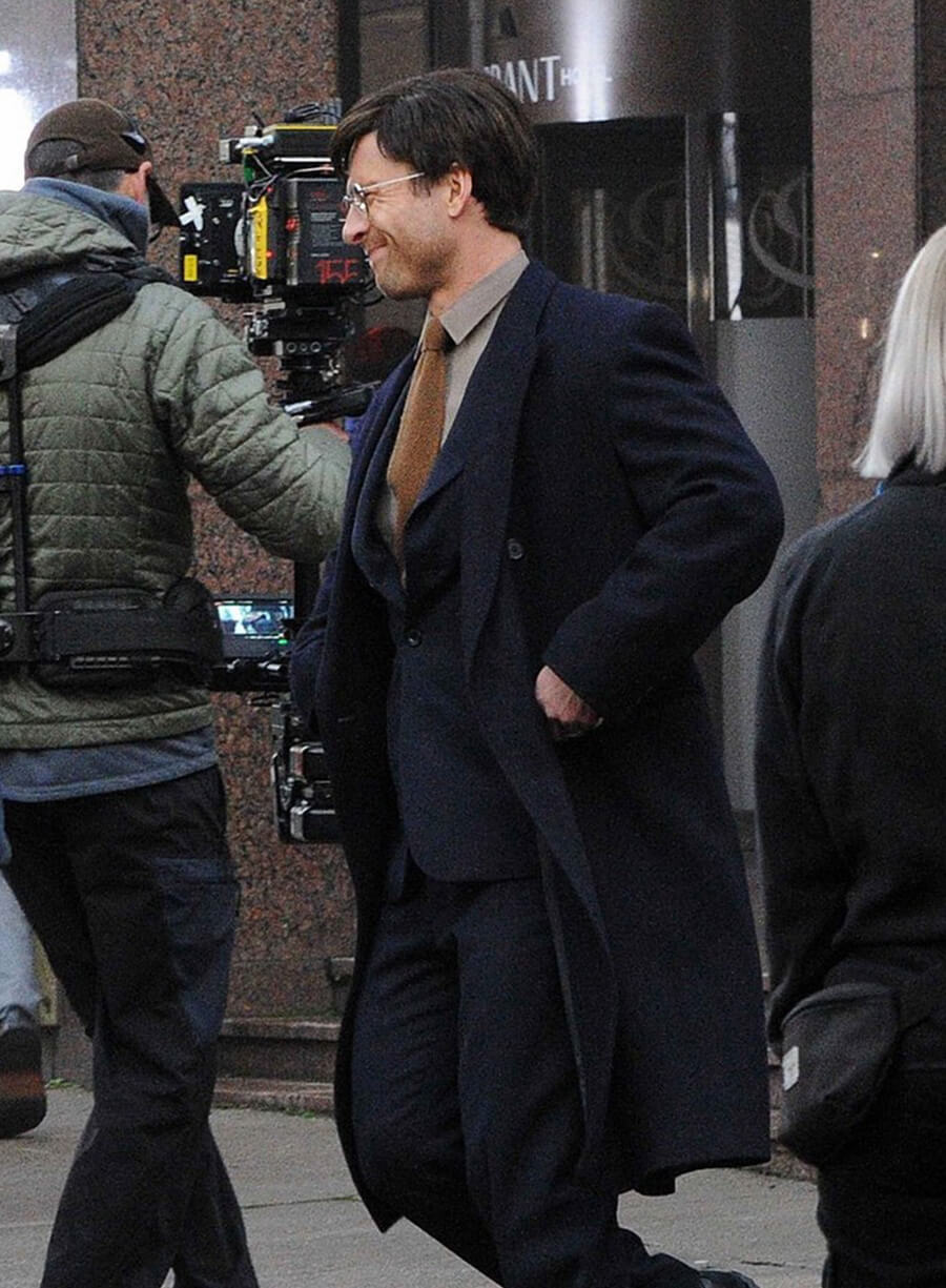 Glen Powell The Running Man 2025 Black Trench Coat