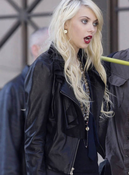 Gossip Girl Taylor Momsen Biker Leather Jacket