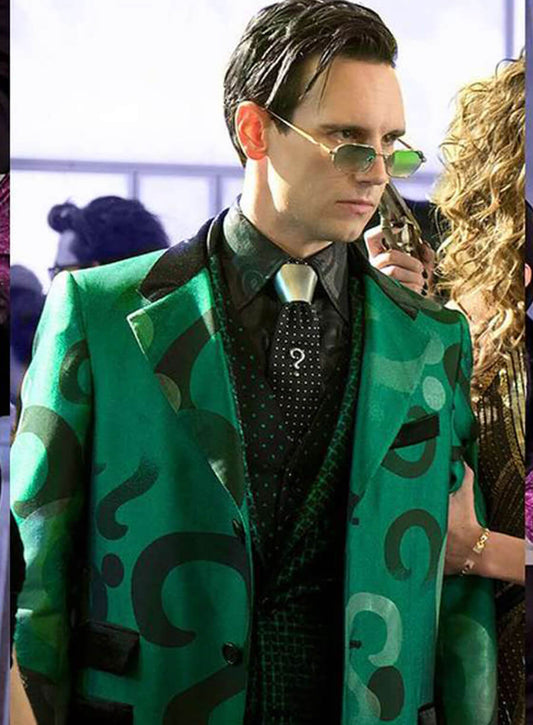 Gotham Season 5 The Riddler Cosplay Green Suit Coat
