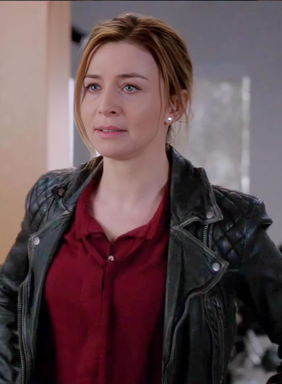 Grey’s Anatomy S13 Dr. Amelia Shepherd Black Leather Jacket