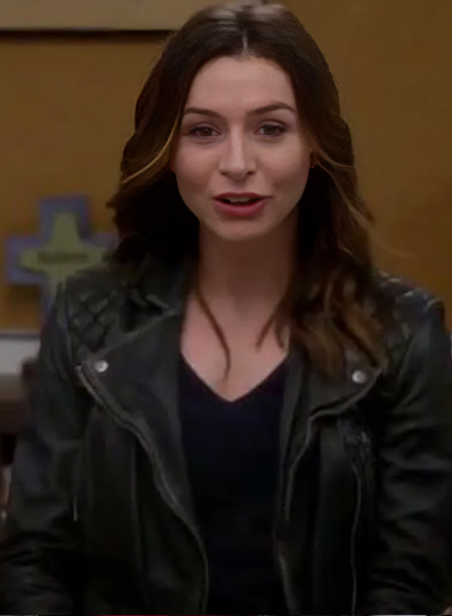 Grey’s Anatomy S13 Dr. Amelia Shepherd Black Leather Jacket