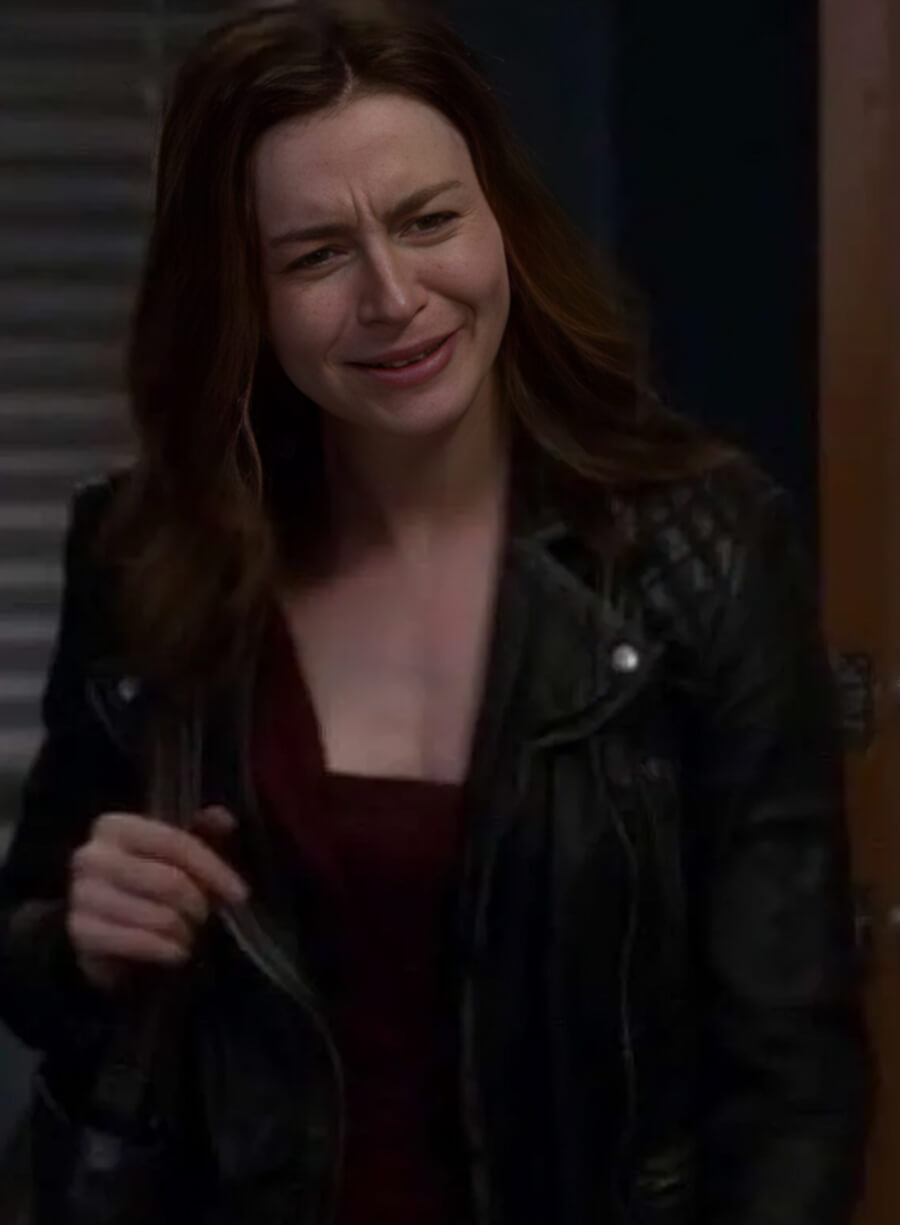 Grey’s Anatomy S13 Dr. Amelia Shepherd Black Leather Jacket