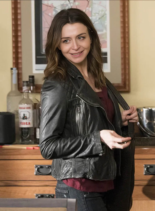 Grey’s Anatomy S13 Dr. Amelia Shepherd Black Leather Jacket