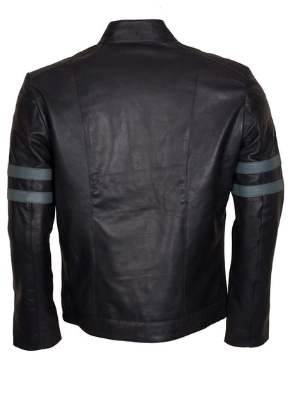 Grey Stripes Mayhem Leather Jacket