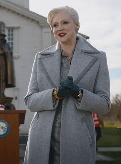 Gwendoline Christie Wednesday Grey Wool Coat