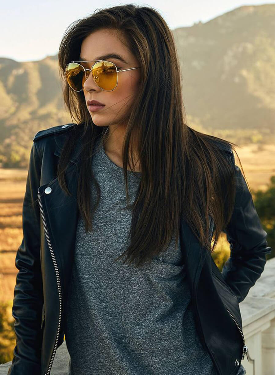 Hailee Steinfeld Black Leather Biker Jacket