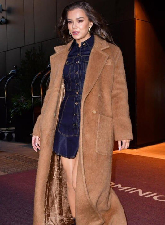 Hailee Steinfeld Brown Suede Leather Coat