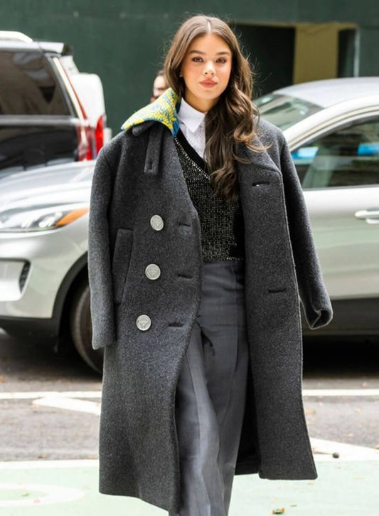 Hailee Steinfeld Wool Black Coat