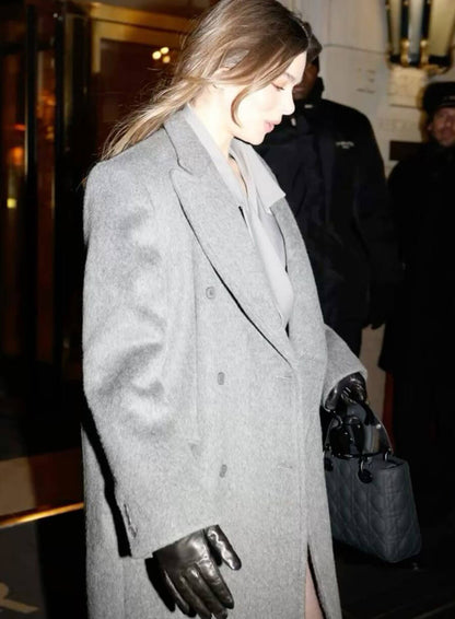 Hailee Steinfeld Wool Grey Coat