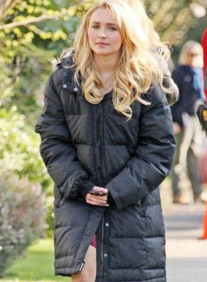 Hayden Panettiere Black Puffer Coat