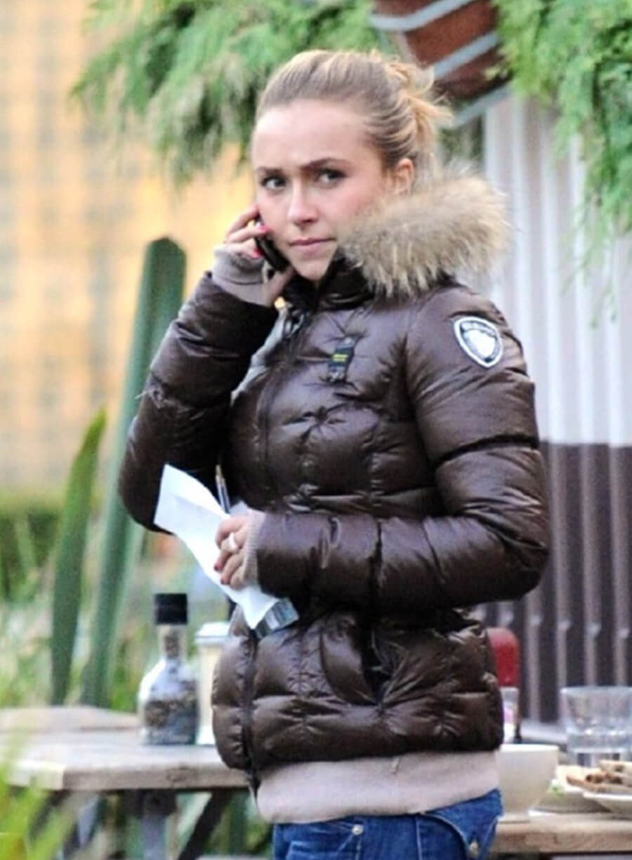 Hayden Panettiere Brown Puffer Jacket