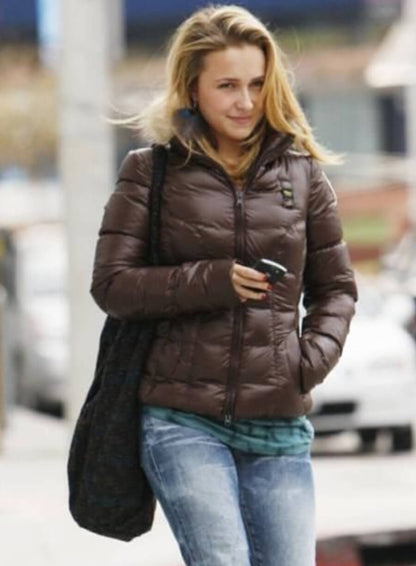 Hayden Panettiere Brown Puffer Jacket