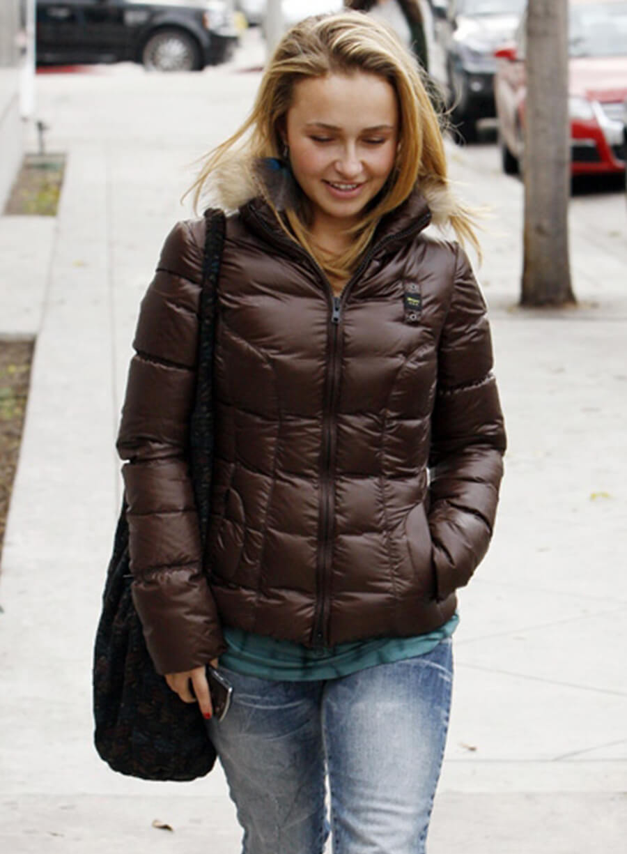 Hayden Panettiere Brown Puffer Jacket