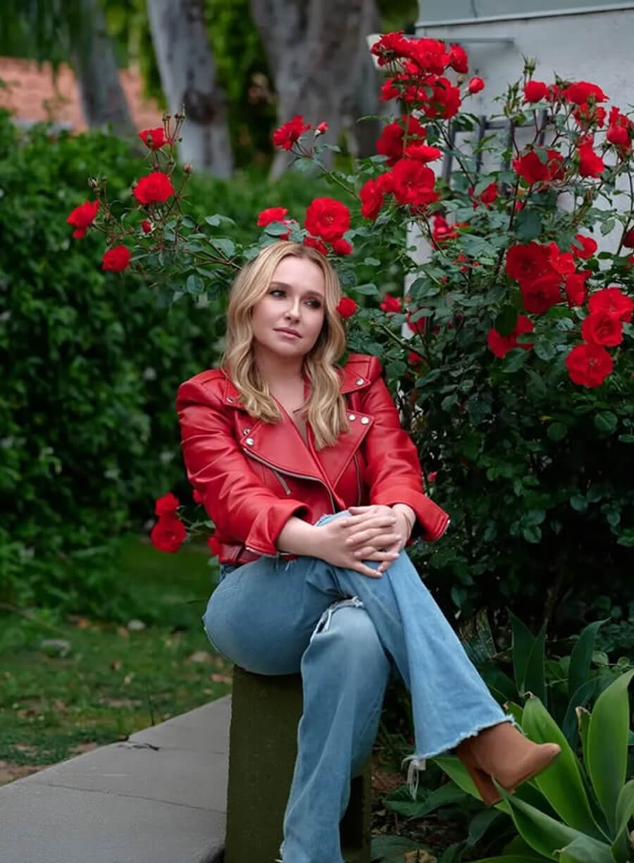 Hayden Panettiere Pink Leather Jacket