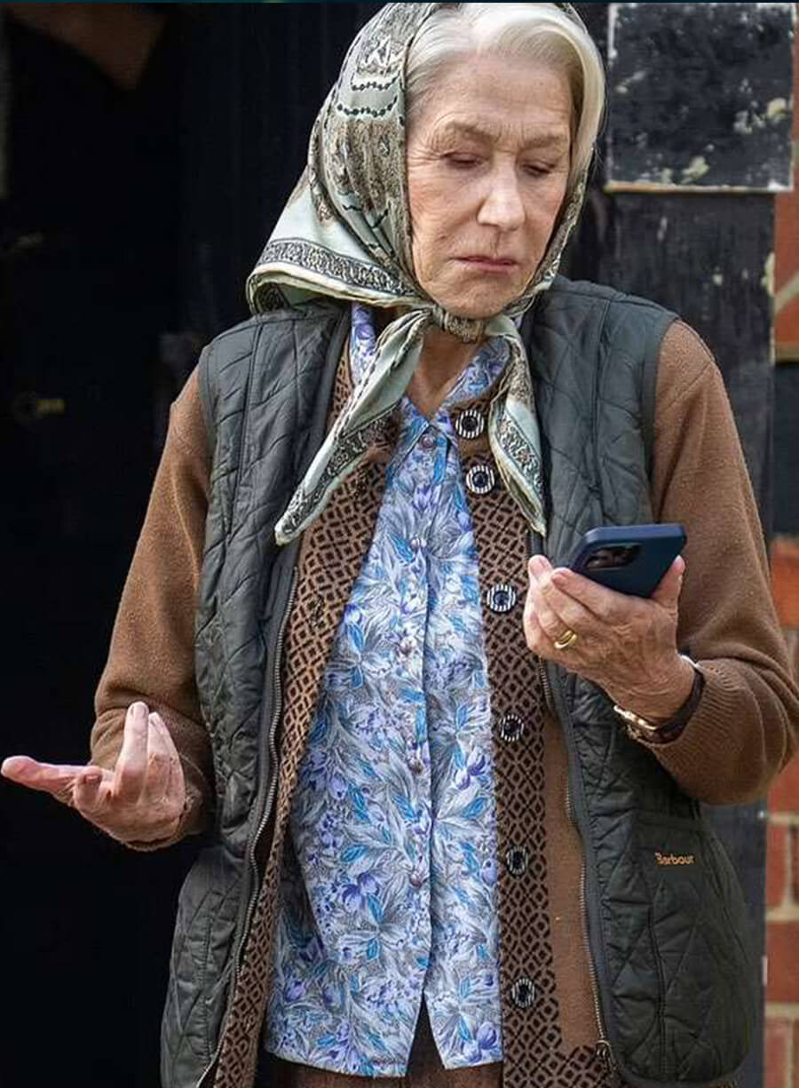 Helen Mirren The Thursday Murder Club 2025 Grey Vest
