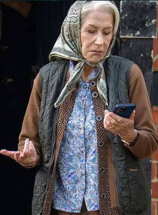Helen Mirren The Thursday Murder Club 2025 Grey Vest