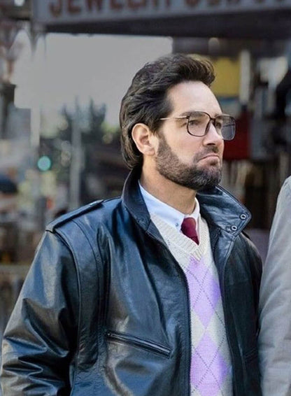 Herschkopf The Shrink Next Door Paul Rudd Black Leather Jacket