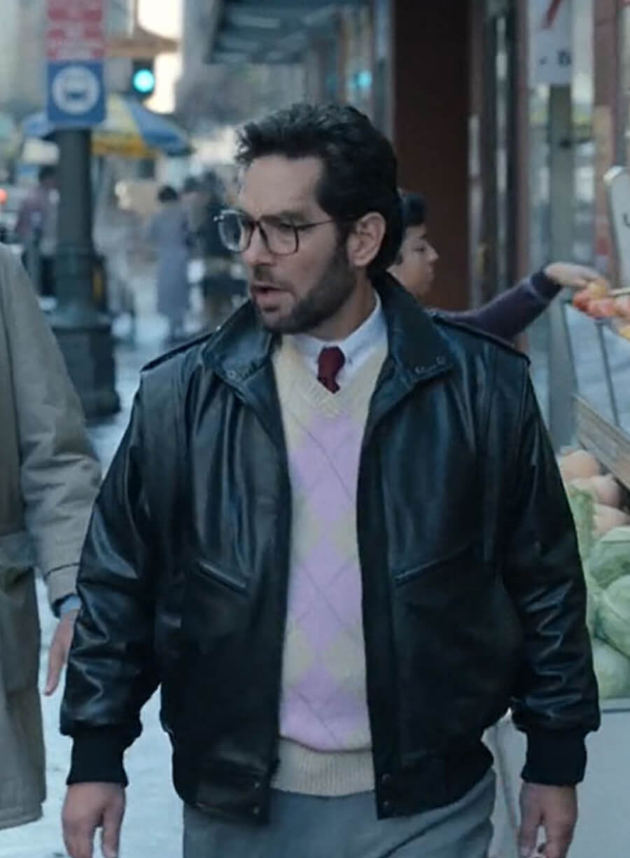 Herschkopf The Shrink Next Door Paul Rudd Black Leather Jacket