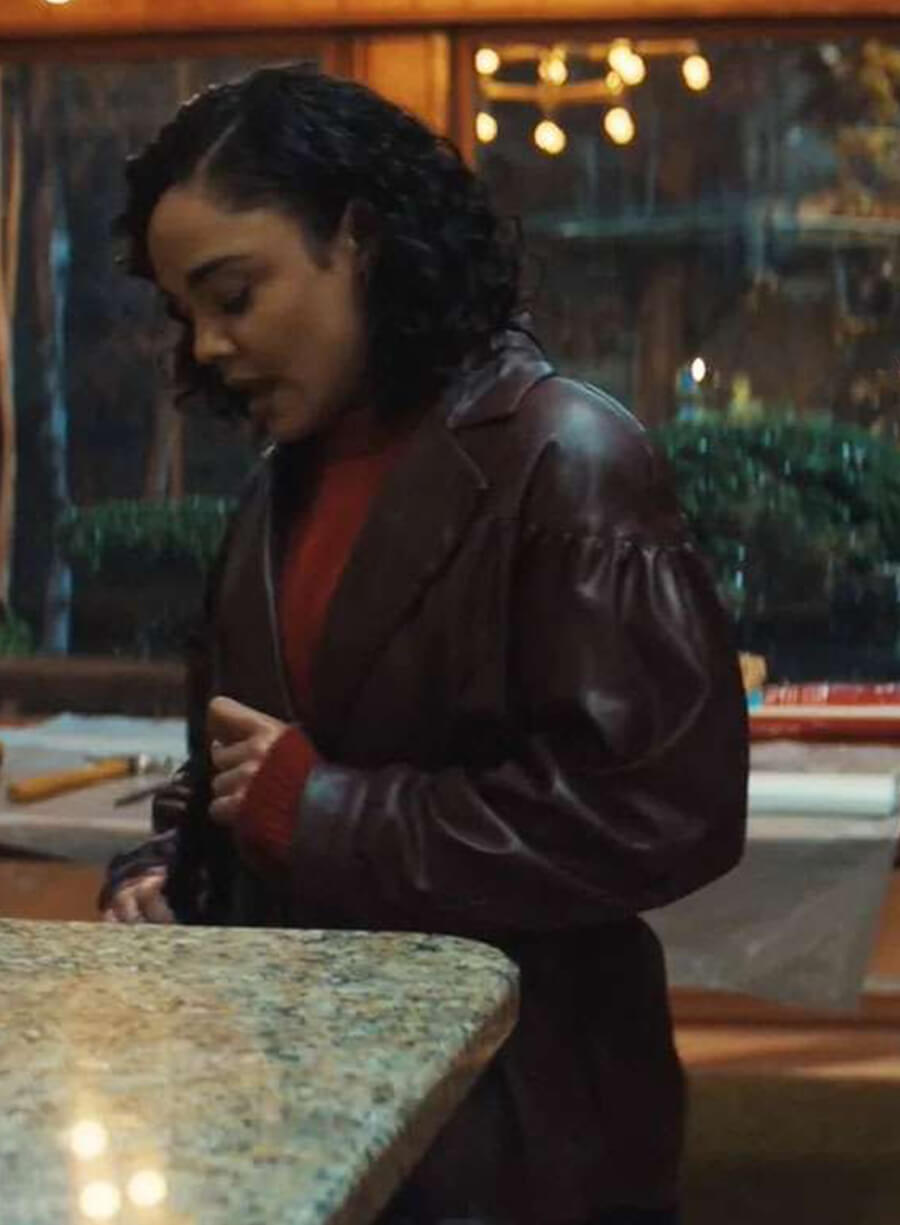His and Hers Tessa Thompson Brown Leather Jacket