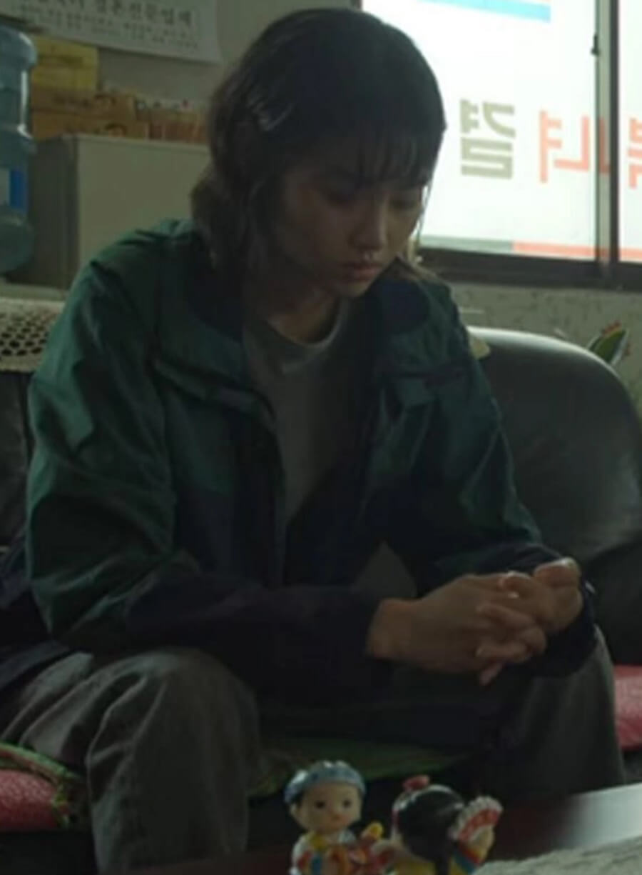 Hoyeon Jung Squid Game 2021 Green Jacket